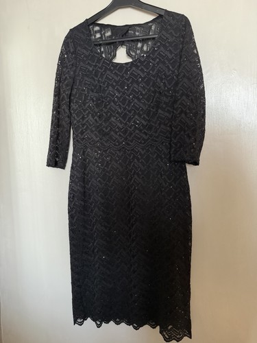 Black lace sequin sheath - black,