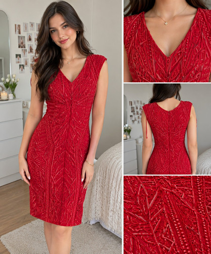 Women red geometric - m&s,