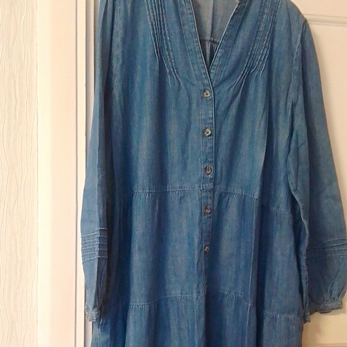 Per una blue denim neck - blue, v-neck