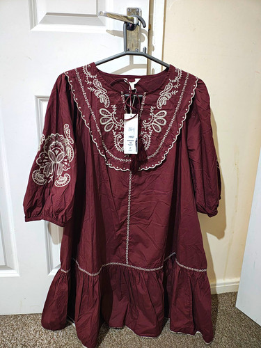 Per una burgundy embroidered - una,